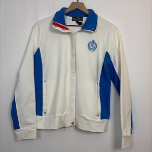 Lauren Active Ralph Lauren Zip Front Athletic Jacket White Blue Red Large